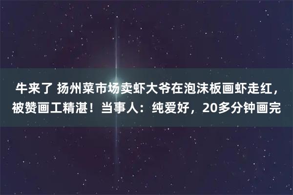 牛来了 扬州菜市场卖虾大爷在泡沫板画虾走红，被赞画工精湛！当事人：纯爱好，20多分钟画完